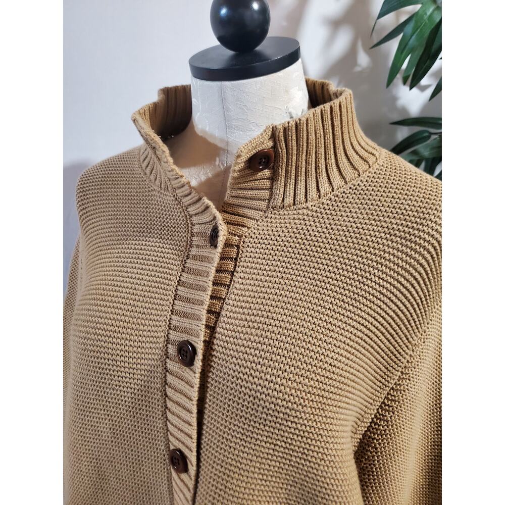 Lands End Womens Thick Knit Button Cardigan Sweater Size 2X Tan Neutral Cotton - Picture 6 of 10